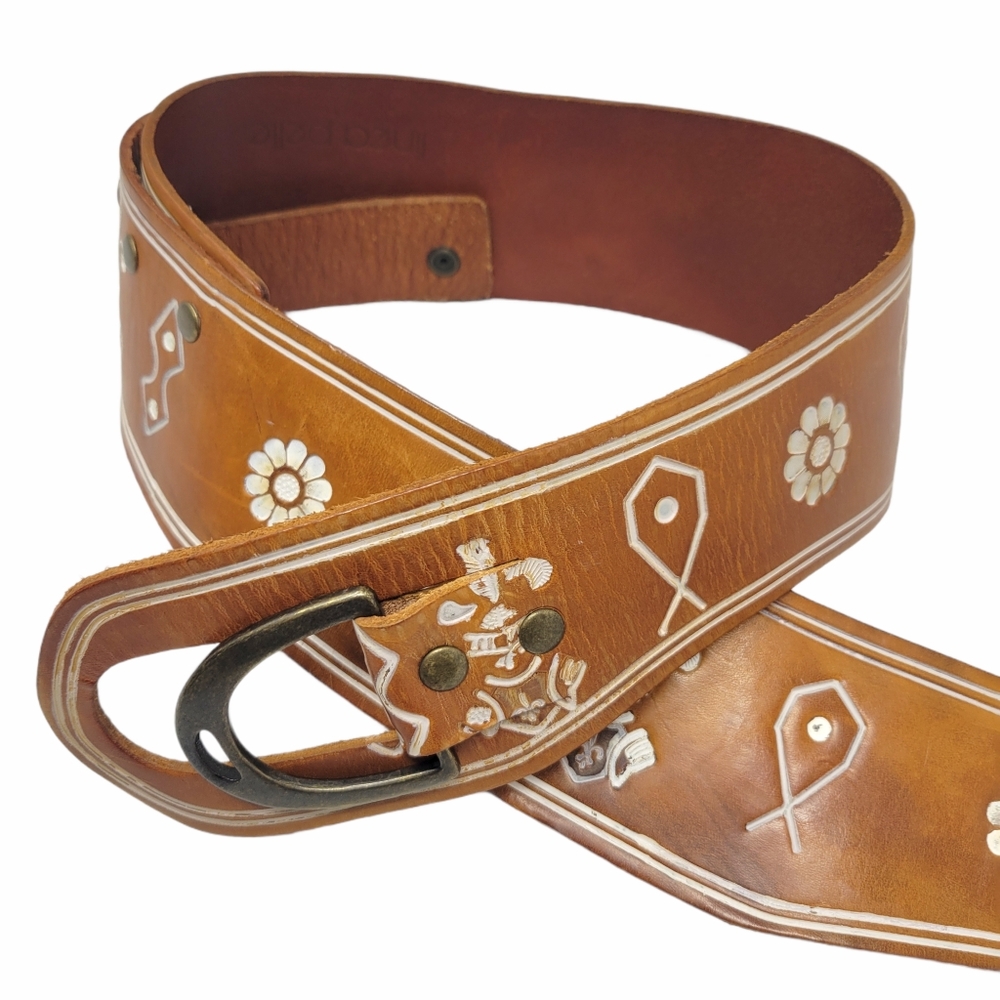 Linea Pelle | *needs replacement latch*Vintage Wide Leather Boho Belt Brown Wide
